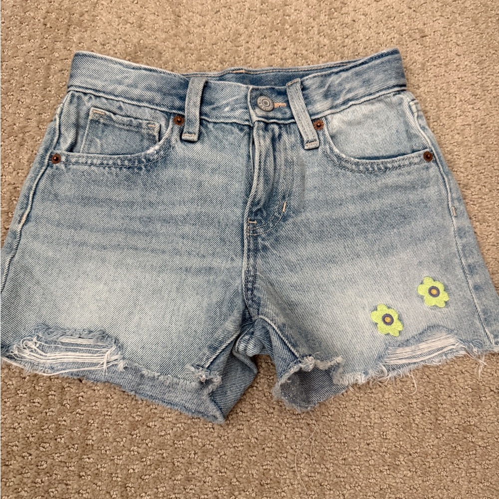 Old Navy Light Blue Jean Shorts with Floral Details